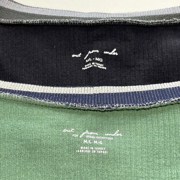 Out From Under Urban Outfitters Shirt Bundle (2)M/L GN/Blk LS V-Neck Ribbed Crop - Picture 5 of 5